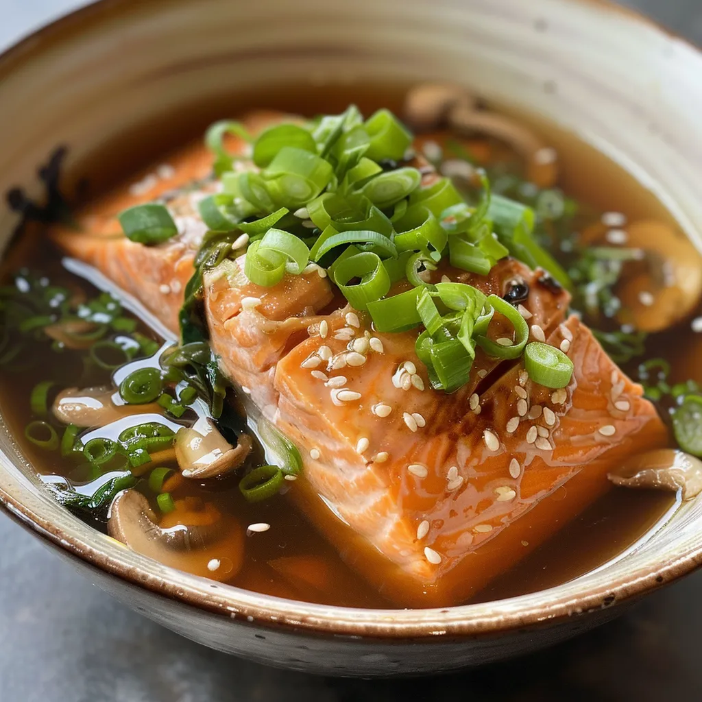 Saumon Sauvage Poché dans Bouillon Miso Délicat