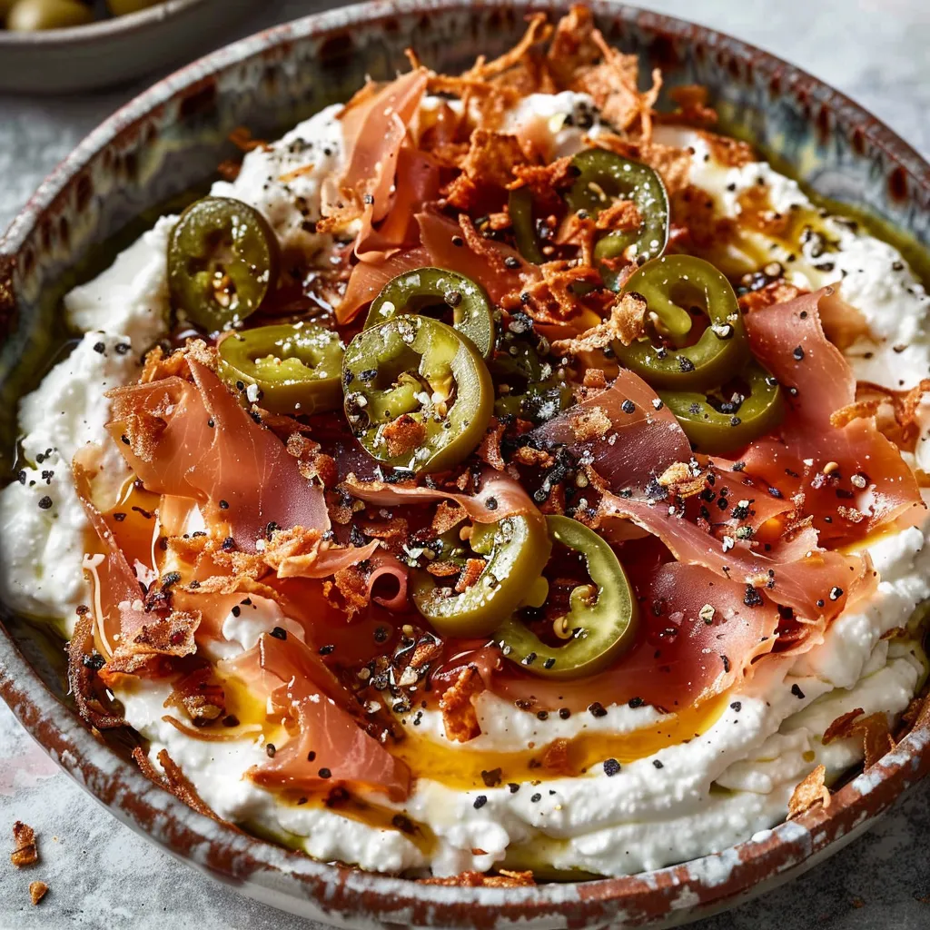 Ricotta Douce et Mortadelle Croquante avec Miel Épicé
