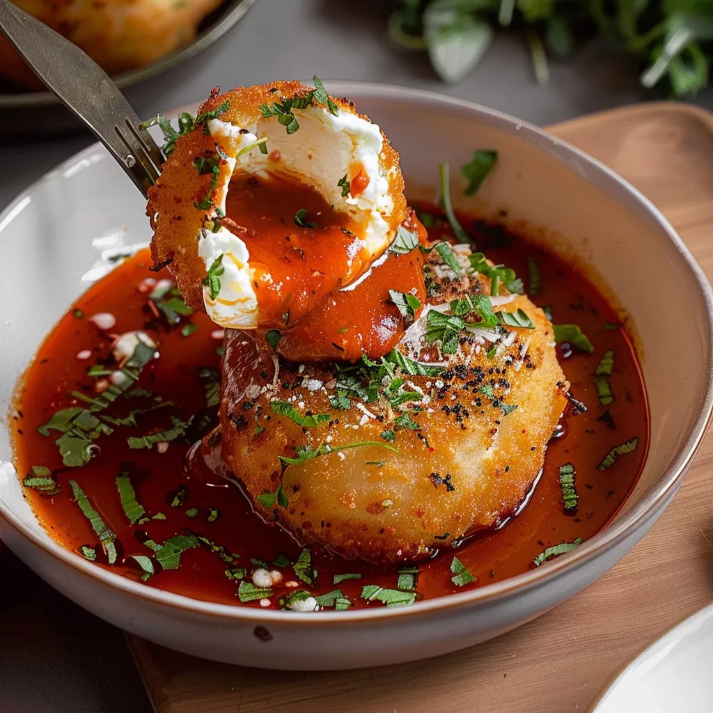 Burrata Dorée avec Sauce Vodka Épicée