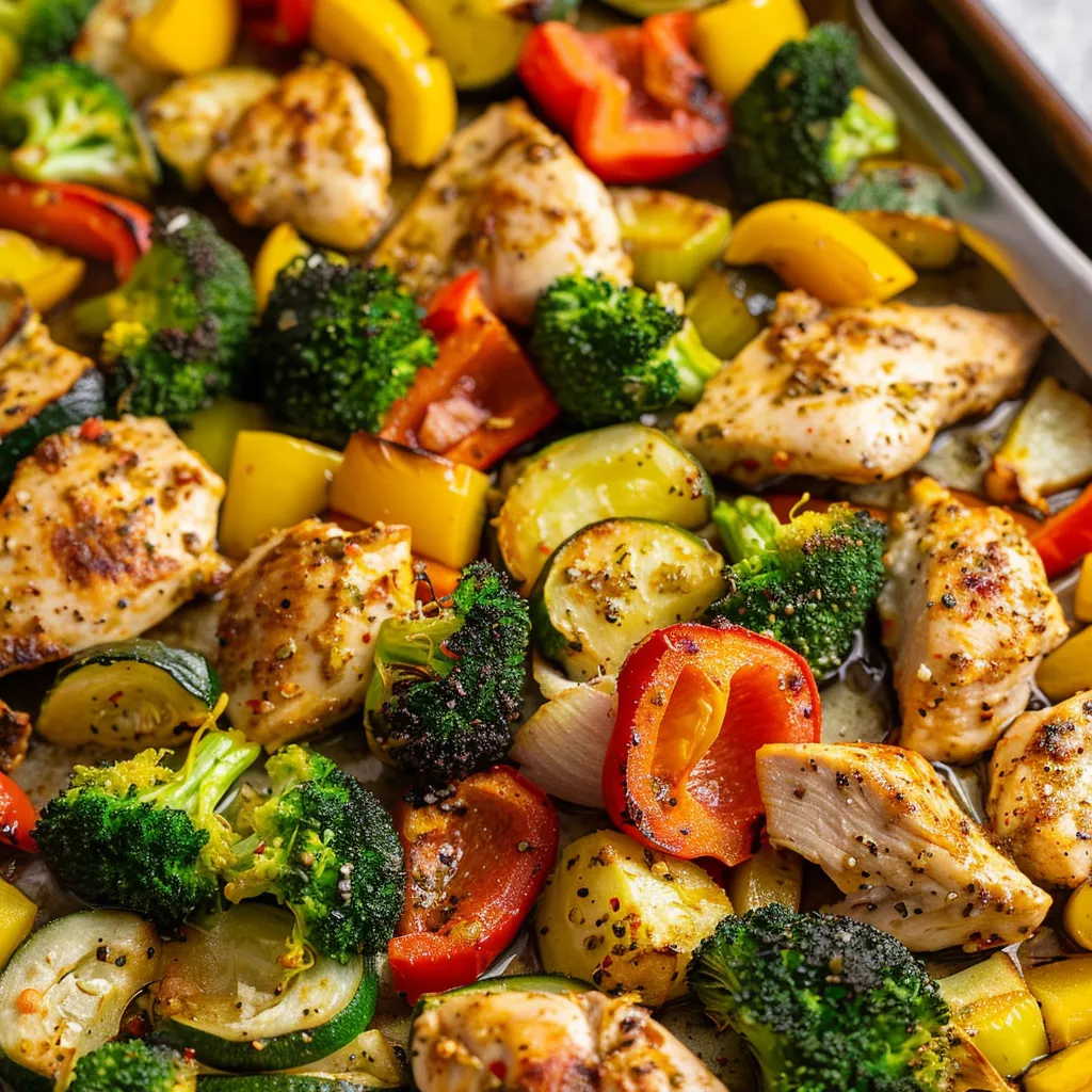 Cuisson de Poulet avec Légumes sur Plaque