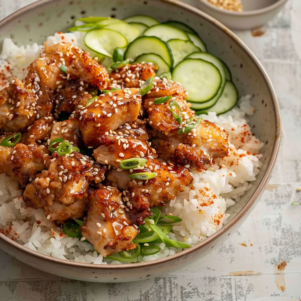 Bol Japonais au Poulet Karaage Croustillant avec Glaçage Miso