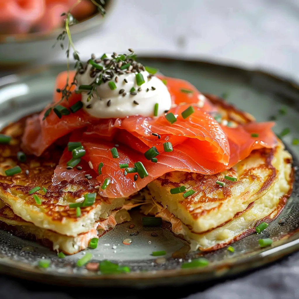 Délicieuse Galette aux Pommes de Terre et Saumon Fumé avec Crème