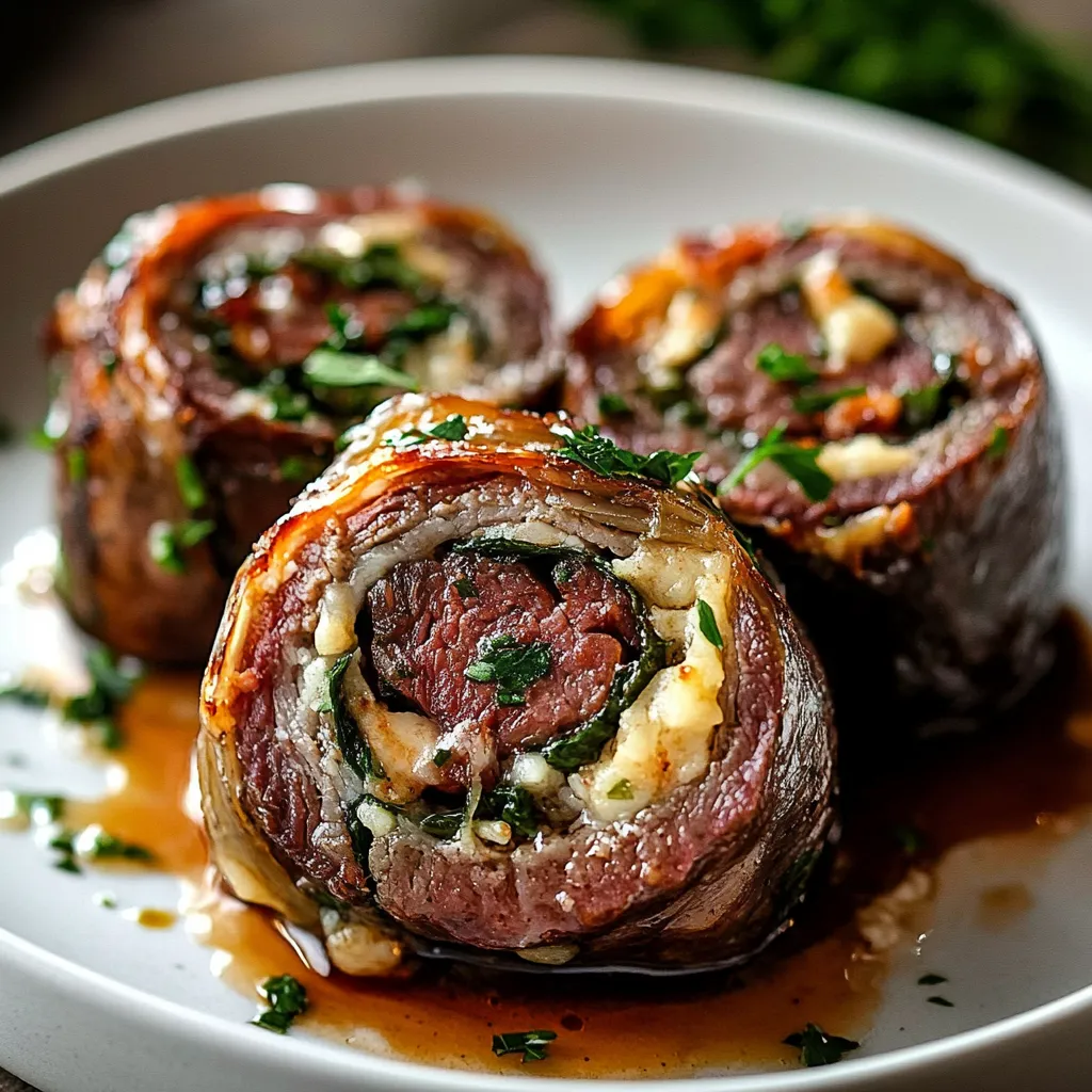 Délicieux roulés de bœuf farcis