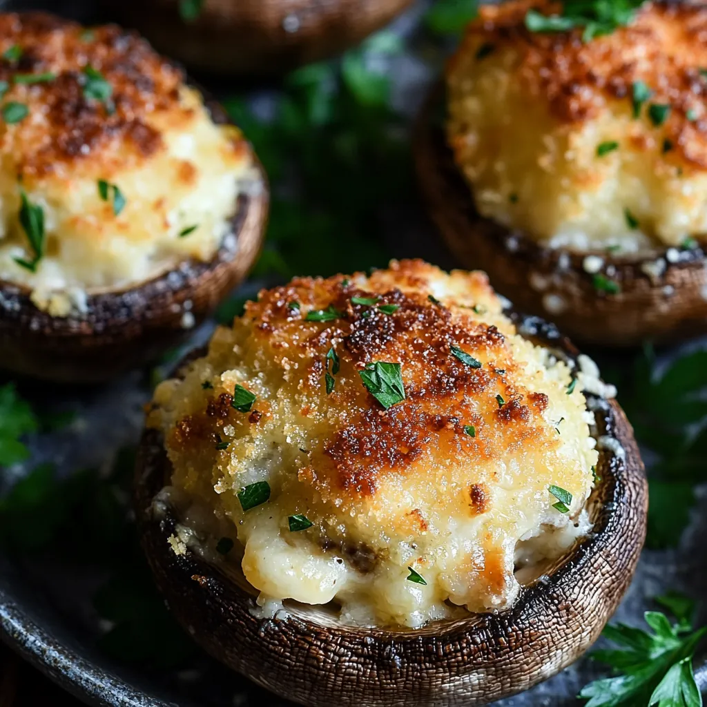 Champignons Garnis à l'Ail et Parmesan