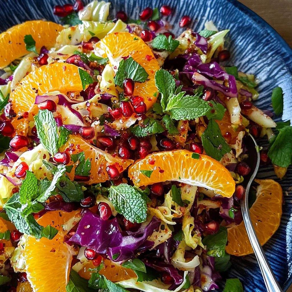 Chou Rouge, Oranges et Mélasse de Grenade dans une Salade Libanaise Colorée