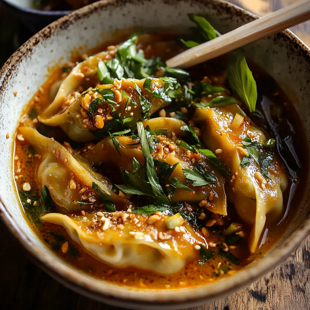 Bouillon Thaï aux Raviolis Vapeur - Explosion de Saveurs et Herbes Croquantes