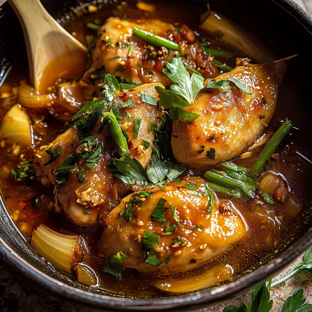Poulet Mijoté au Miel et à l'Ail - Recette facile