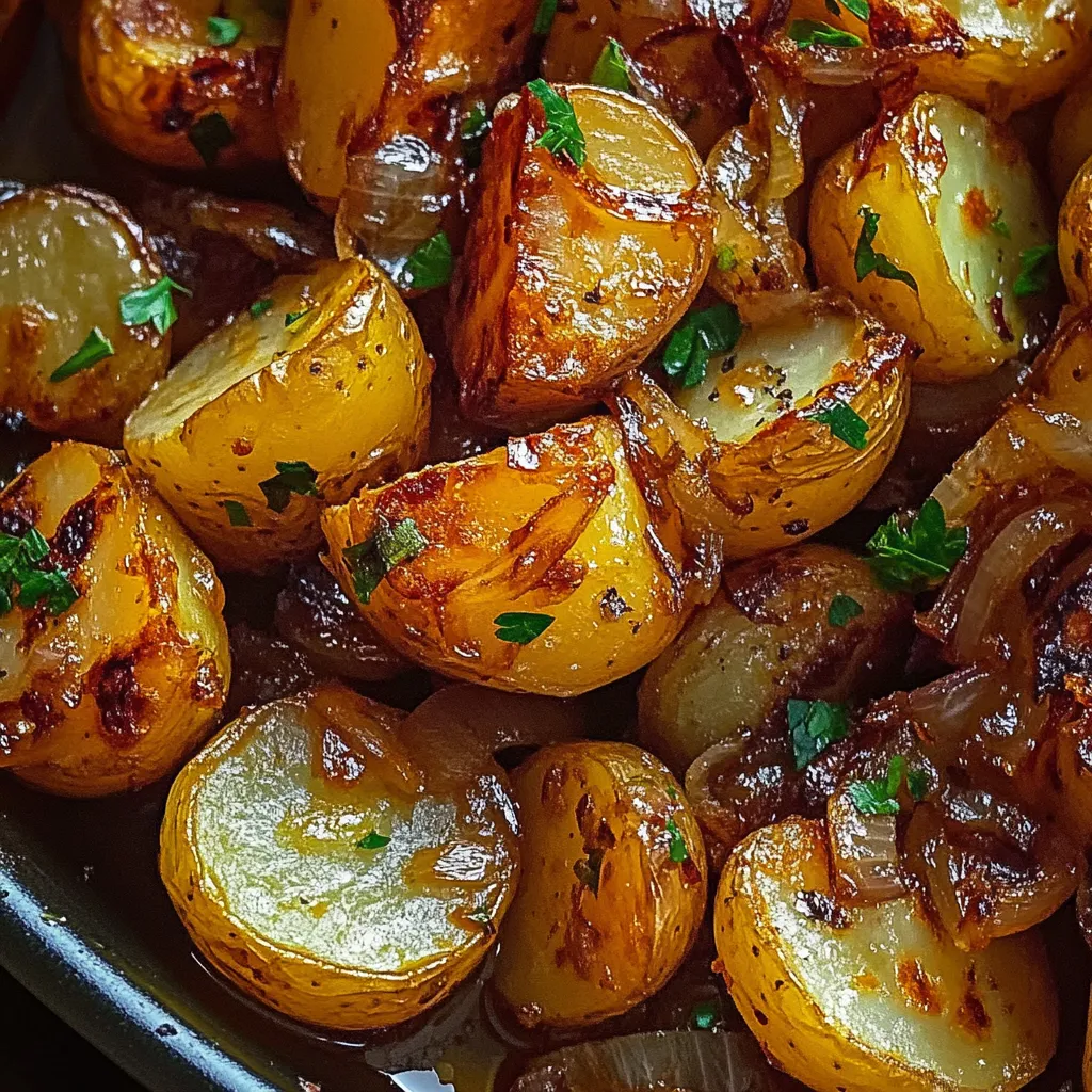 Pommes et oignons dorés au four