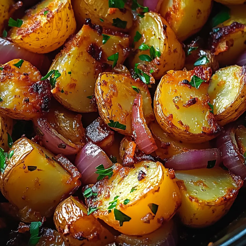 Pommes de terre et oignons frits au four