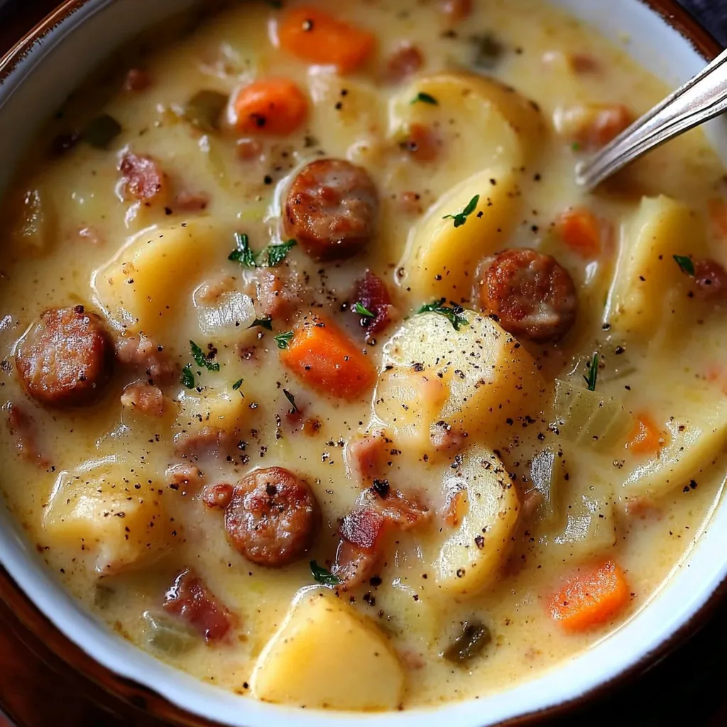 Délicieuse Soupe avec Pommes et Saucisses
