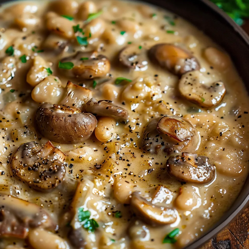 Haricots blancs champignons crémeux végétarien