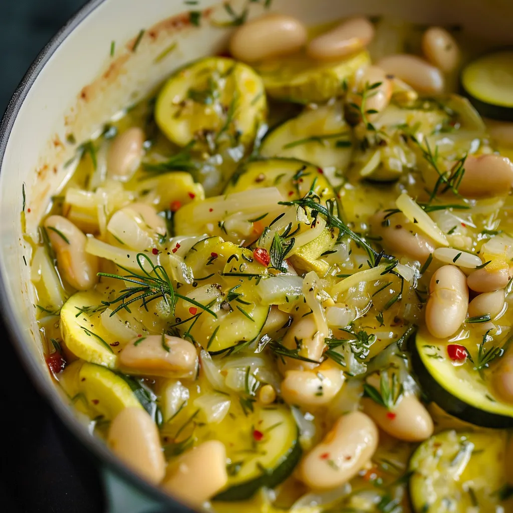 Haricots blancs fondants & courgettes fraîches – plat végétarien du Sud