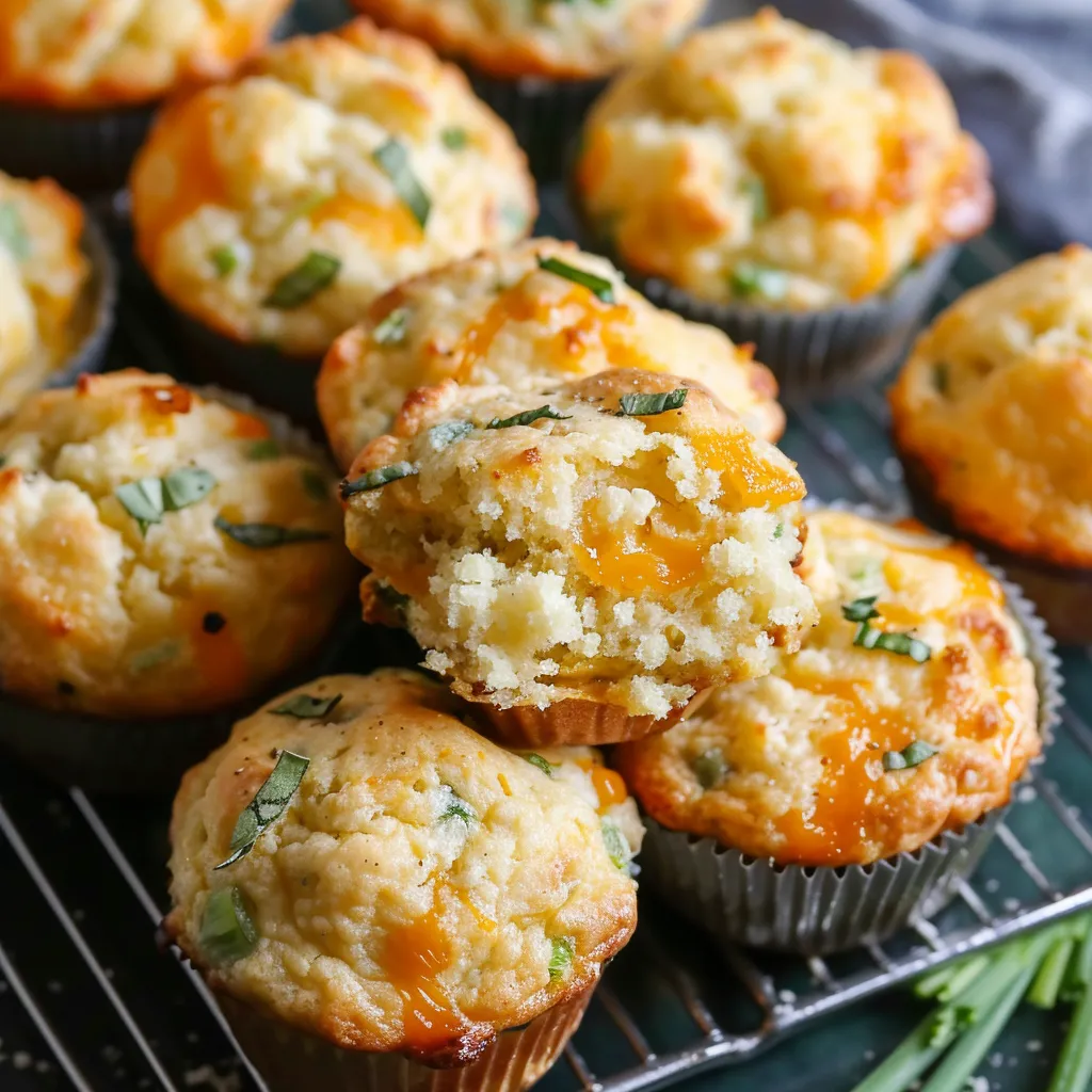 Muffins Savoureux au Cheddar, Basilic et Cébettes