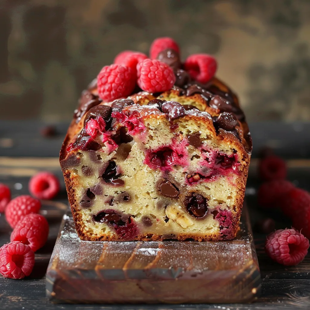Délicieux Pain Banane, Chocolat et Framboises
