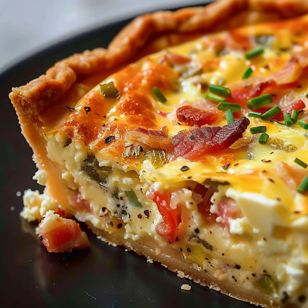 Délicieuse quiche au bacon et légumes