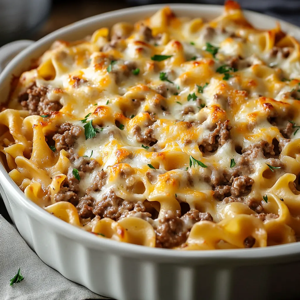 Gratin de Nouilles au Bœuf et Crème Fraîche - Repas Convivial