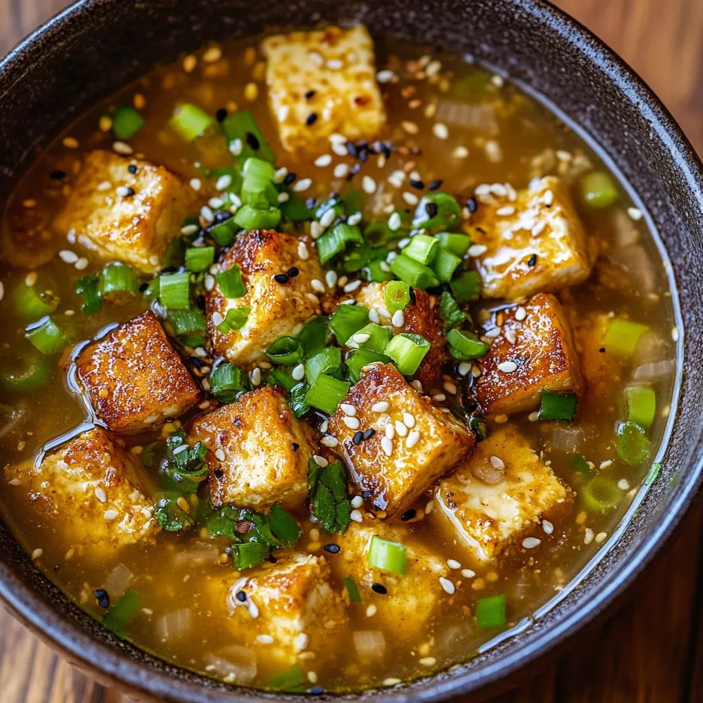 Bol de Soupe Japonaise au Miso et Gingembre avec Tofu Doré