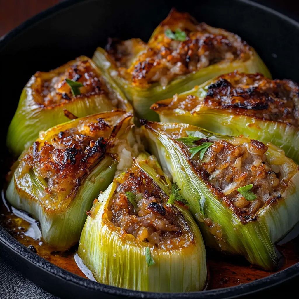 Farcis Poireaux avec Viande et Riz