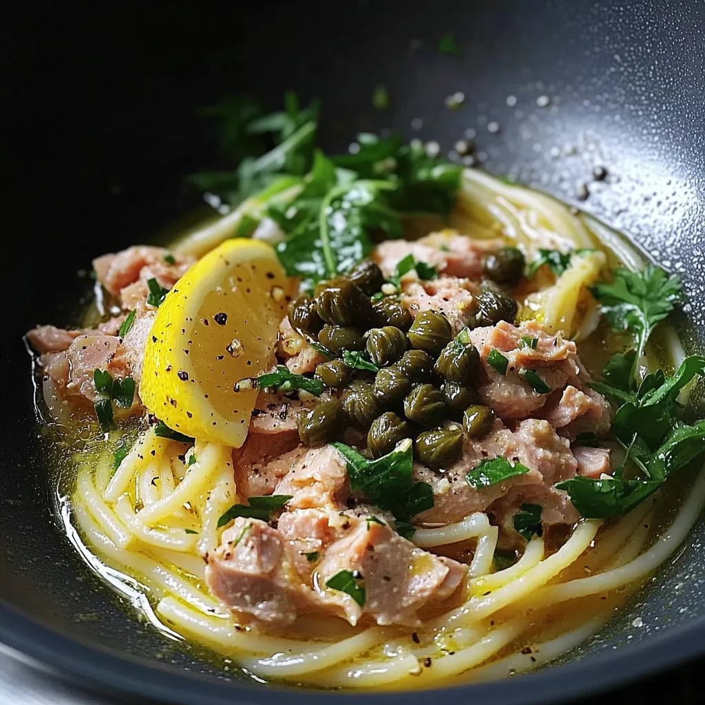 Spaghettis au Thon, Câpres et Ail, boostés au Citron