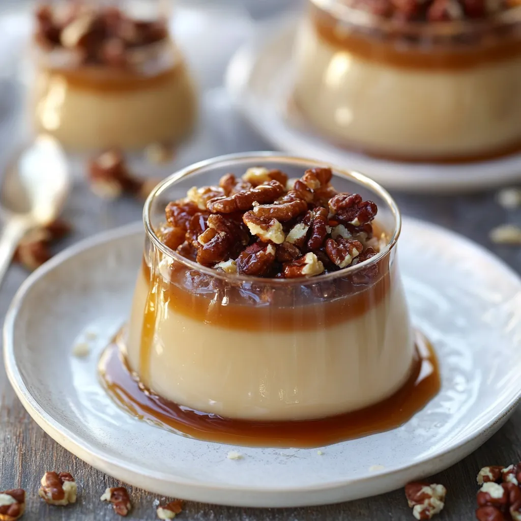 Panna cotta onctueuse au caramel salé et praliné croustillant