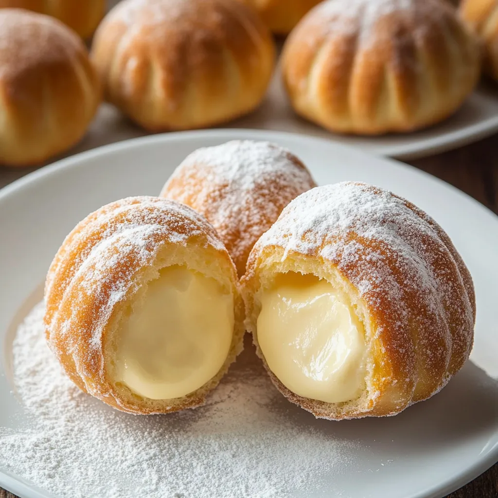 Bomboloni, petits beignets italiens à la crème et sucre glace