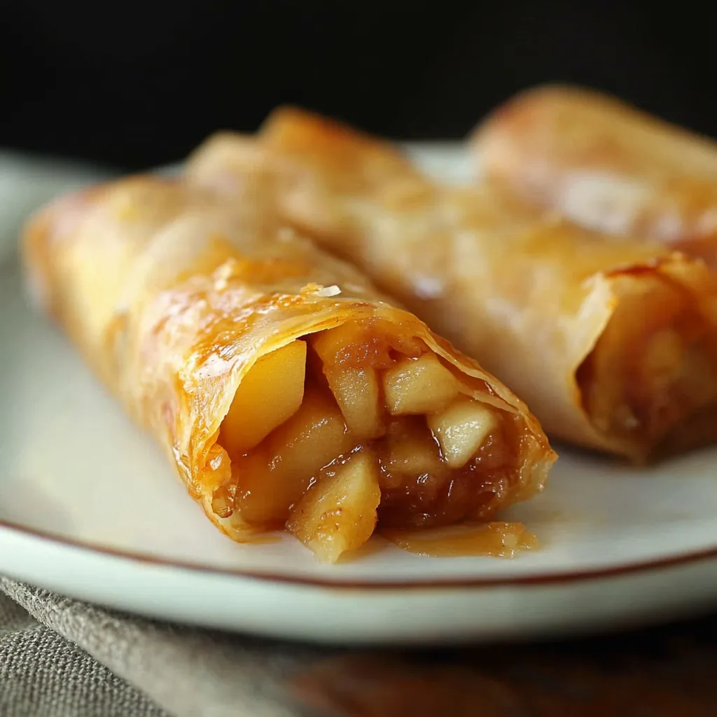 Petits rouleaux dorés au four avec morceaux de pomme et cannelle