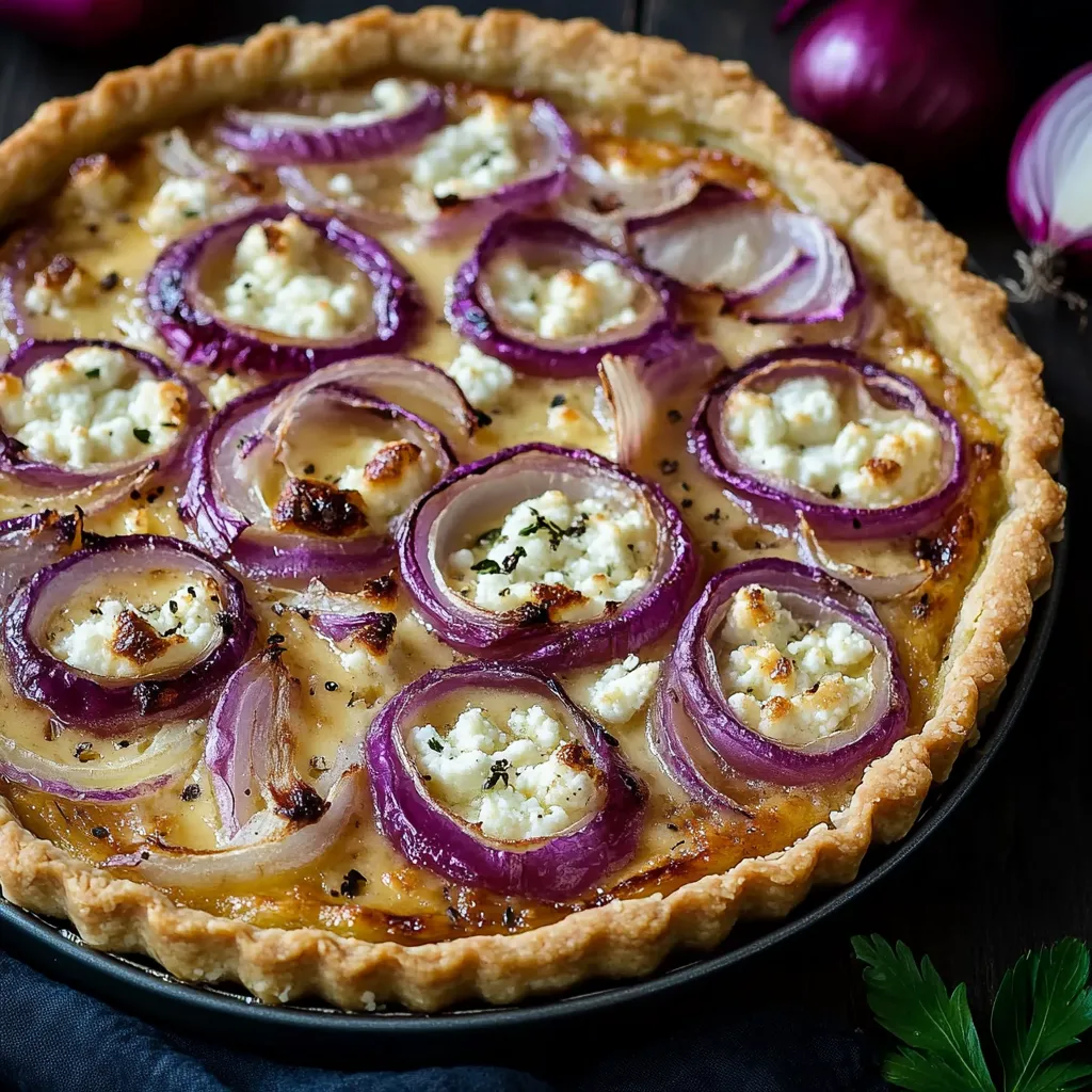 Délicieuse tarte aux oignons et fromage blanc