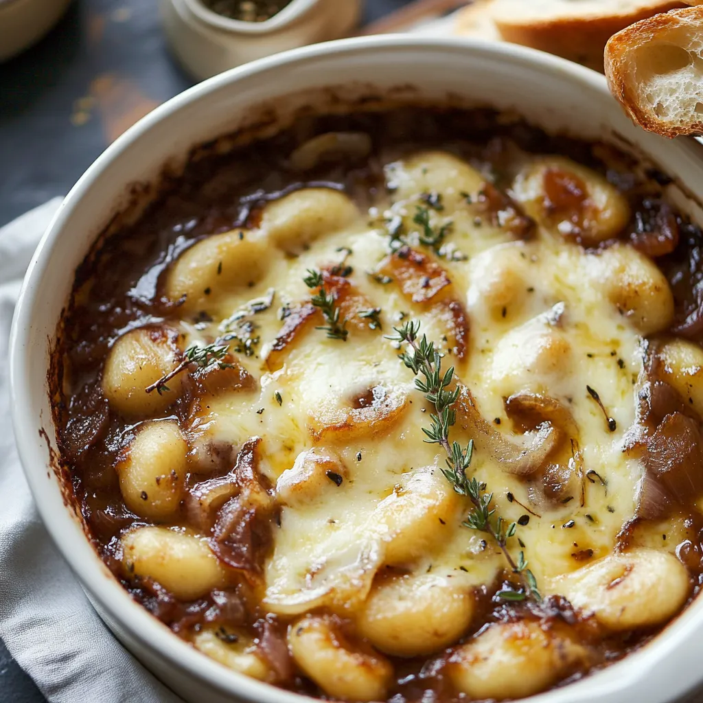 Gnocchis gratinés très fondants au gruyère et oignons caramélisés