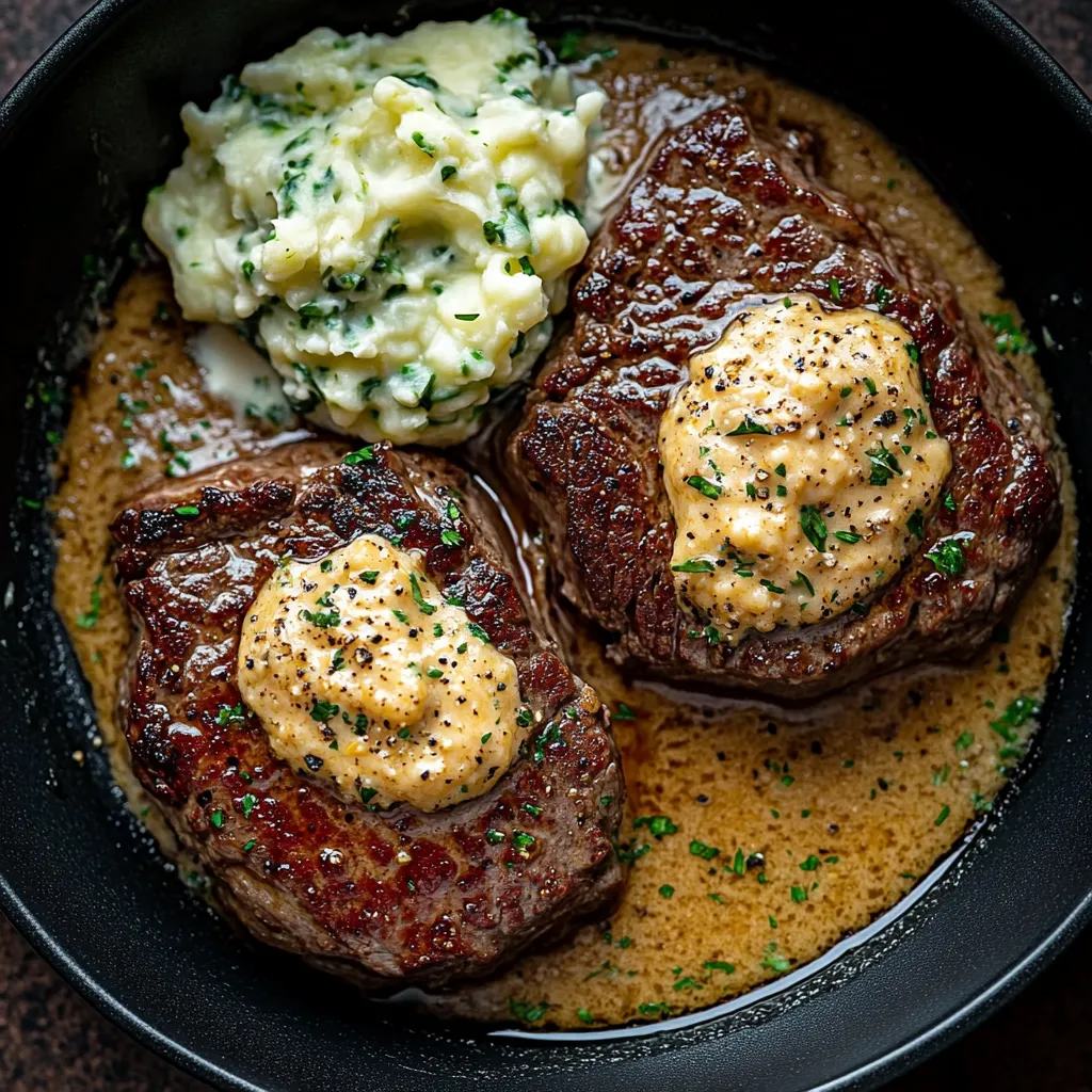 Steaks Criants Avec Crème au Whisky et Colcannon