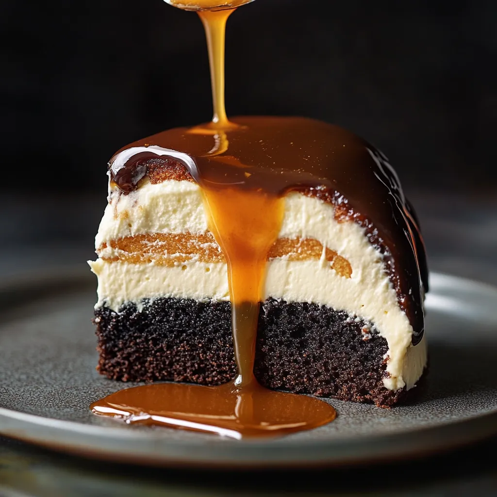 Un fondant chocolat hyper moelleux à la Guinness, surmonté d'une couche de glaçage à la crème irlandaise.