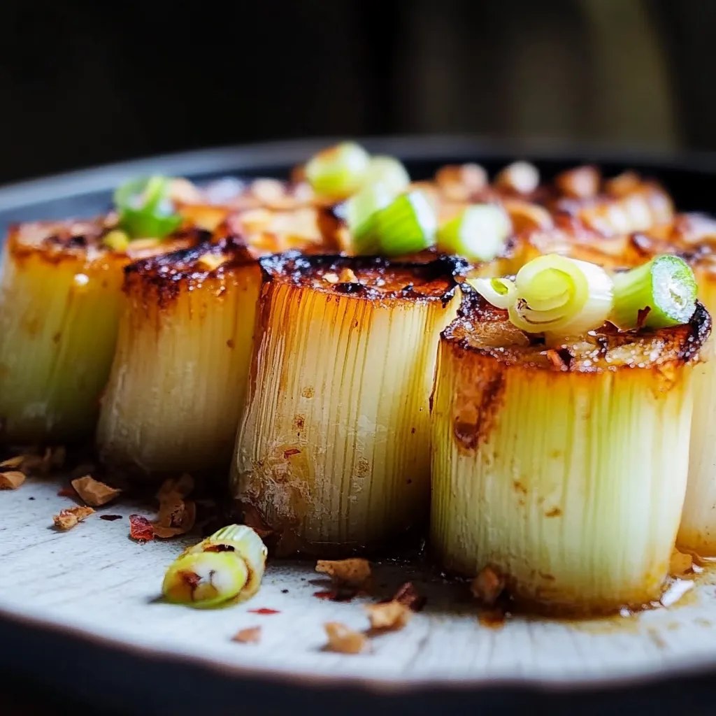 Poireaux parfumés au miso et caramélisés