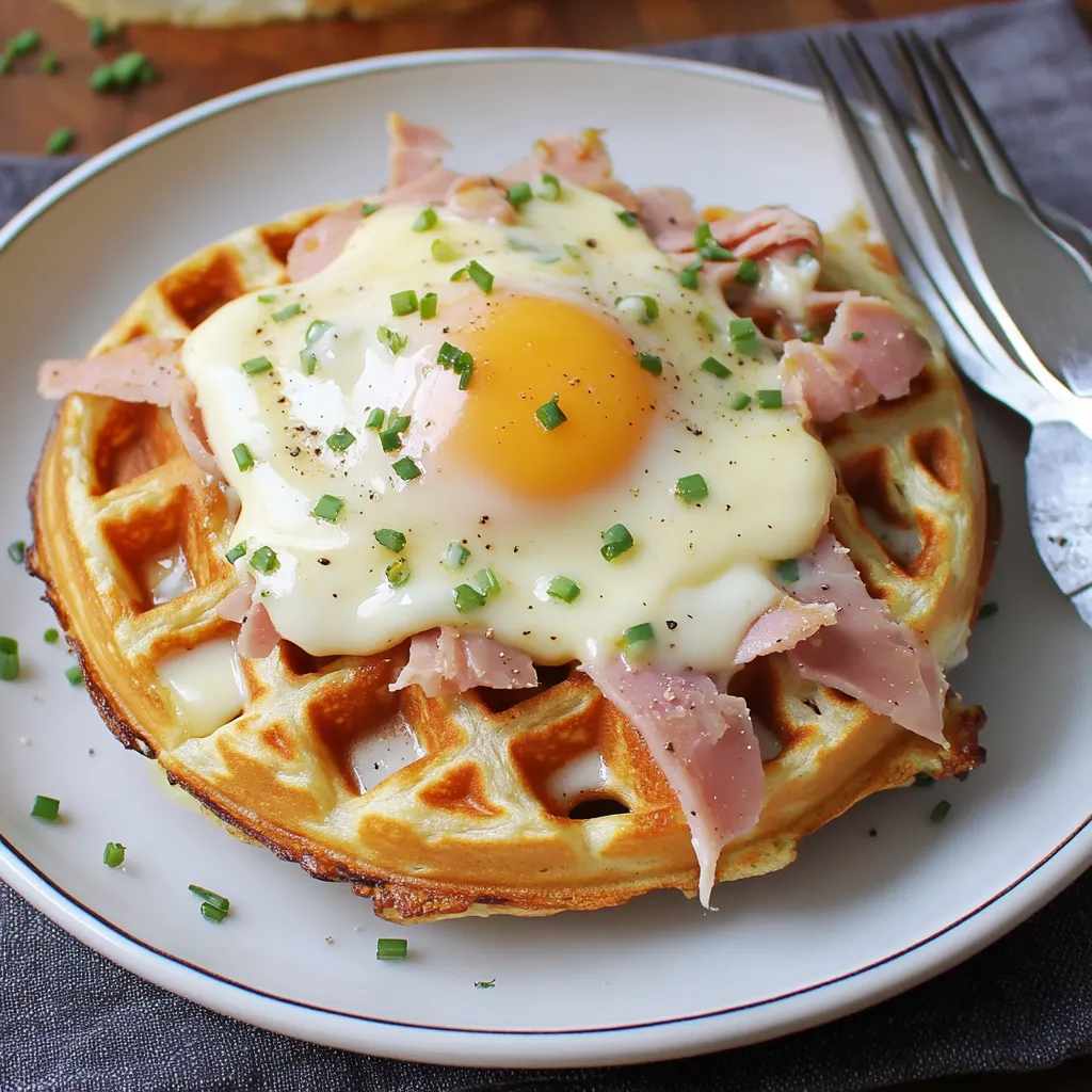 Gaufres Croque Madame raffinées et gourmandes à réaliser chez soi