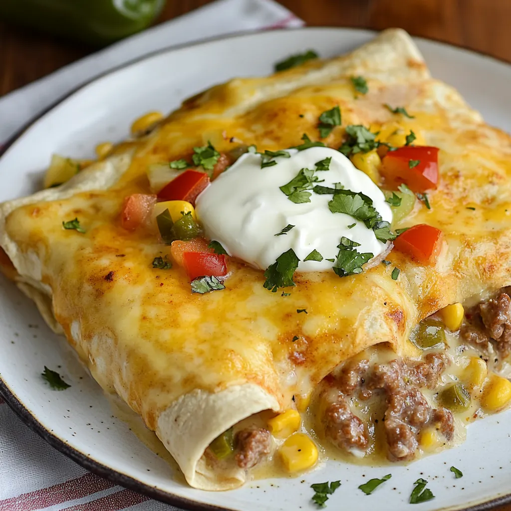 Enchiladas au piment vert et fromage filant