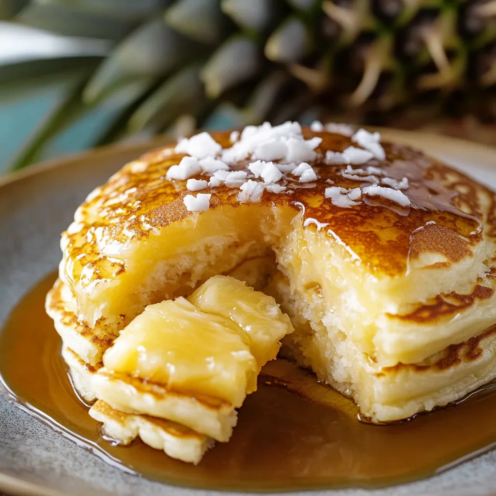 Pancakes ultra moelleux à l’ananas nappés de coco frais