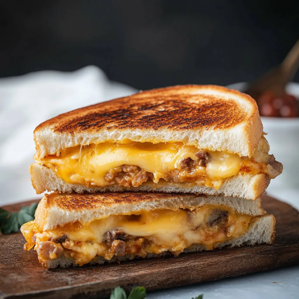 Sandwich fondant au fromage et saucisse