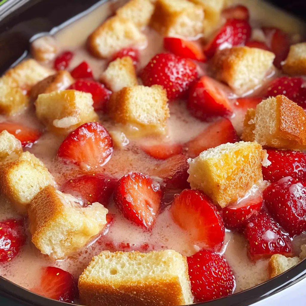 Pain perdu aux fraises moelleux à la mijoteuse