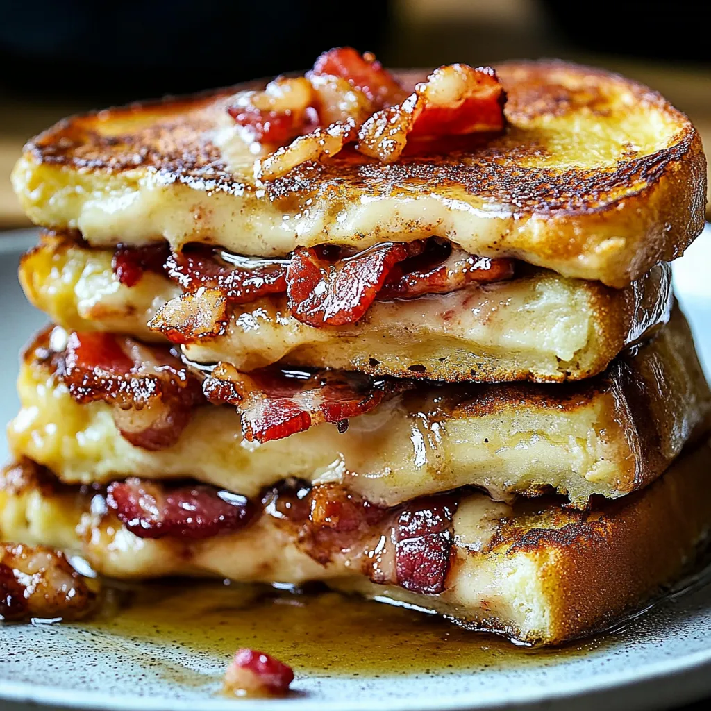 Goûtez ce pain perdu généreux bacon et fromage