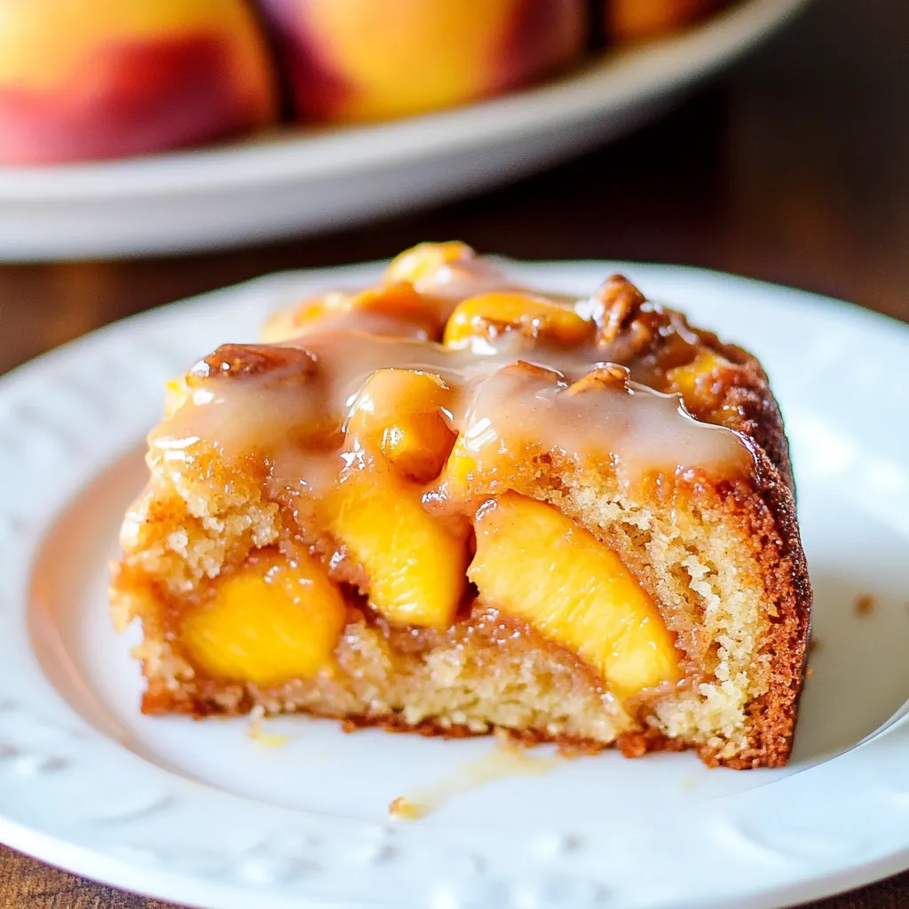 Délicieux gâteau avec pêche et cannelle