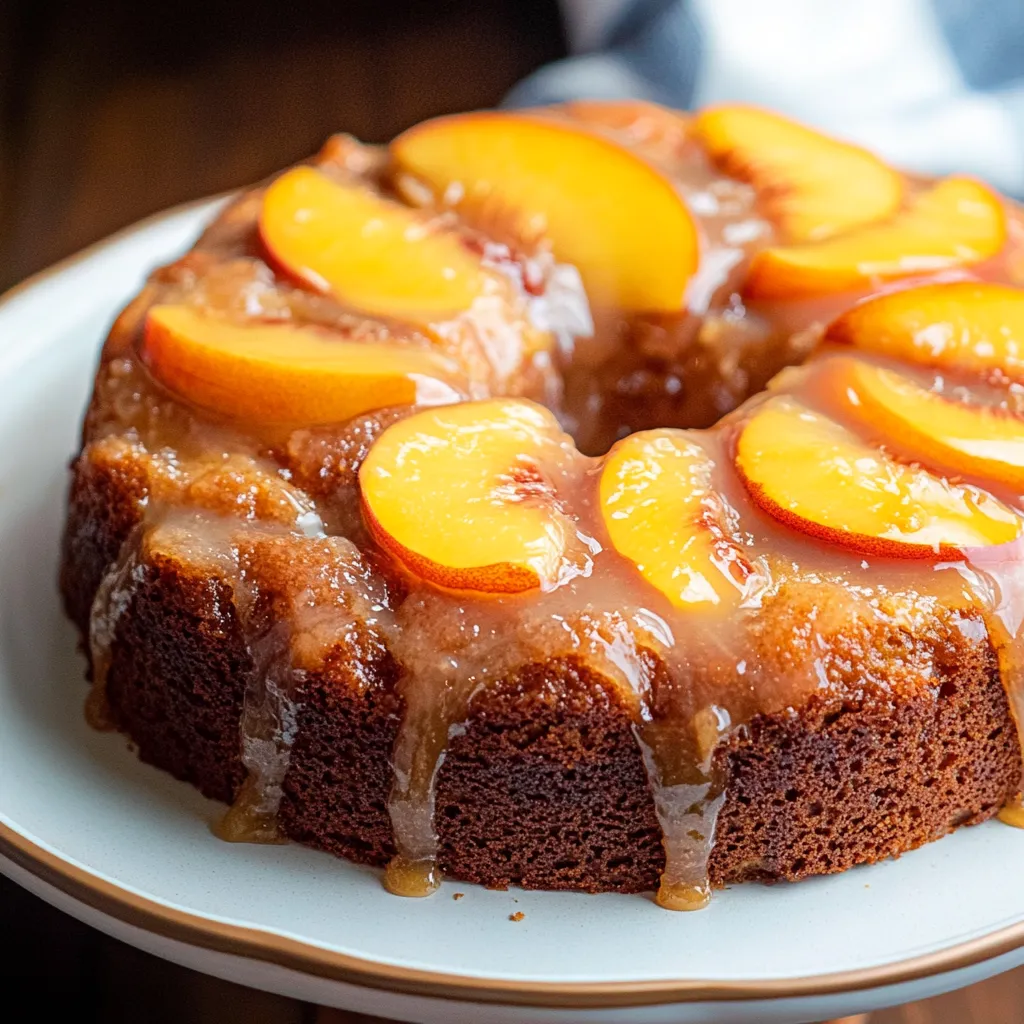 Gâteau tout doux à la pêche et nappage cannelle