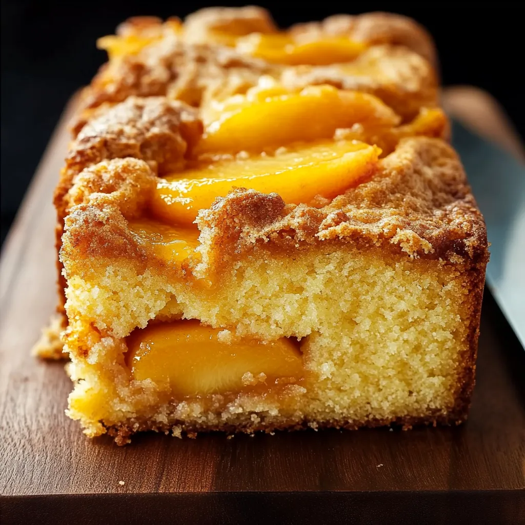 Cake maison pêche fondant et croûte dorée