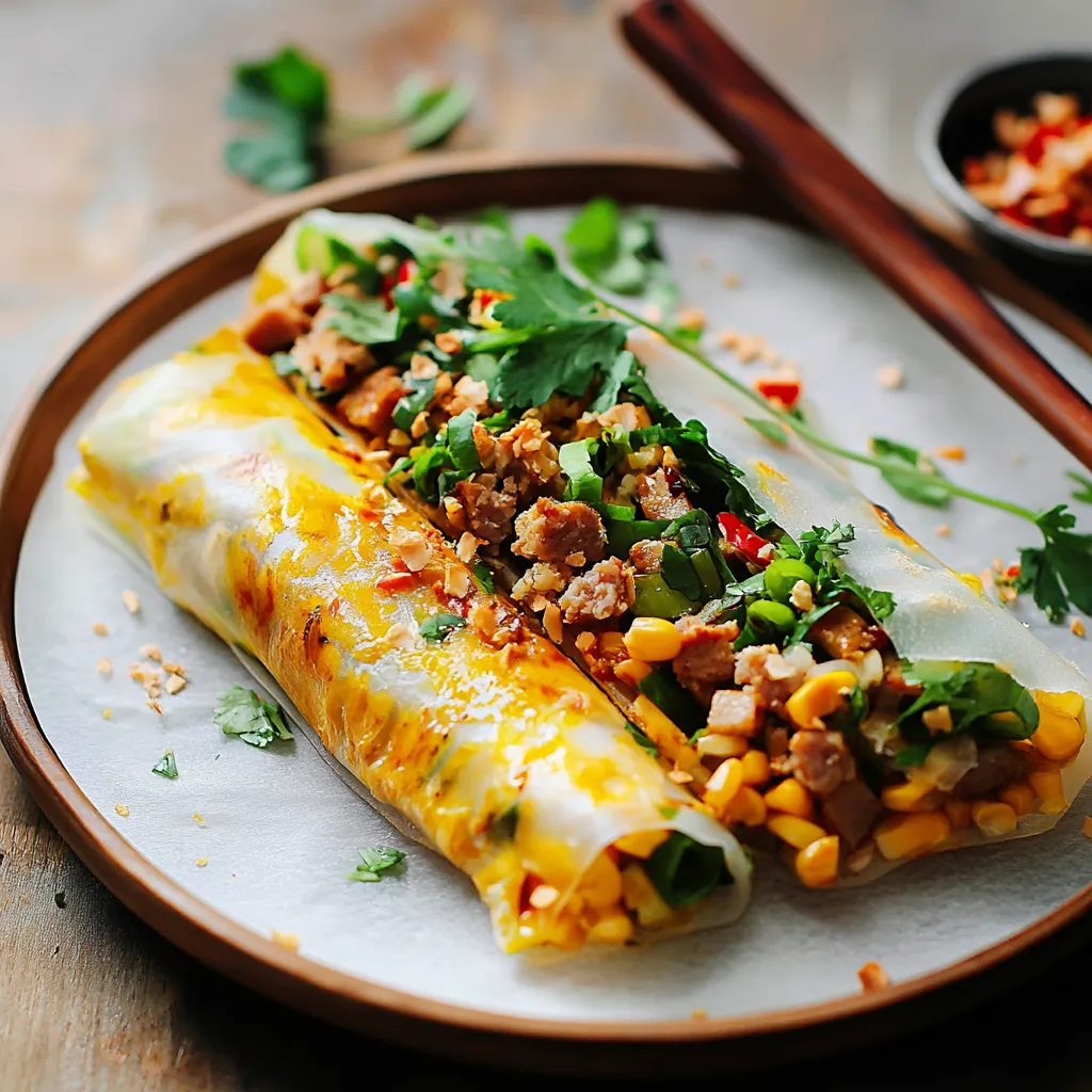 Feuille de riz grillée garnie
