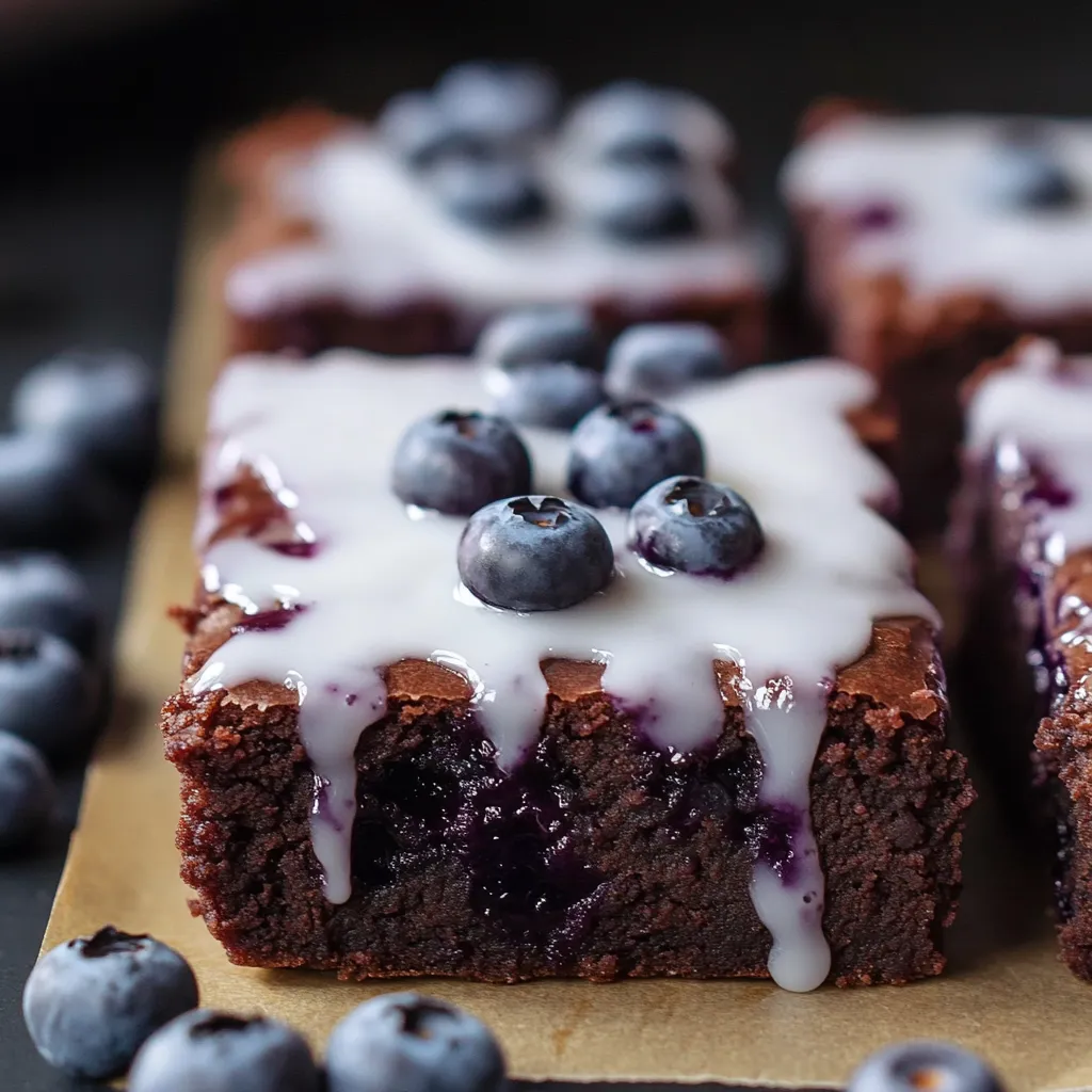 Brownies fondants myrtilles glaçage gourmand