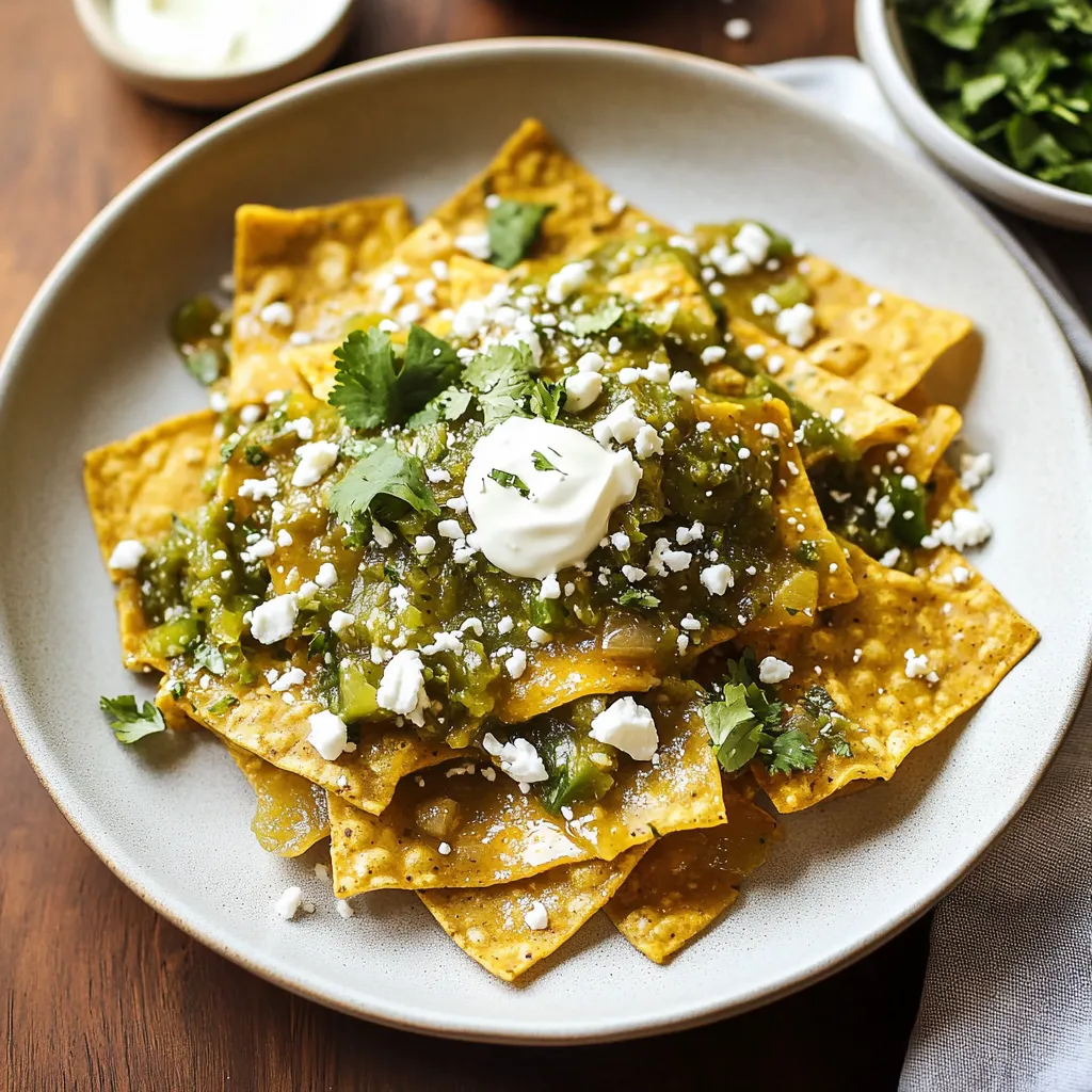 Chilaquiles verts servis avec leur salsa verte maison