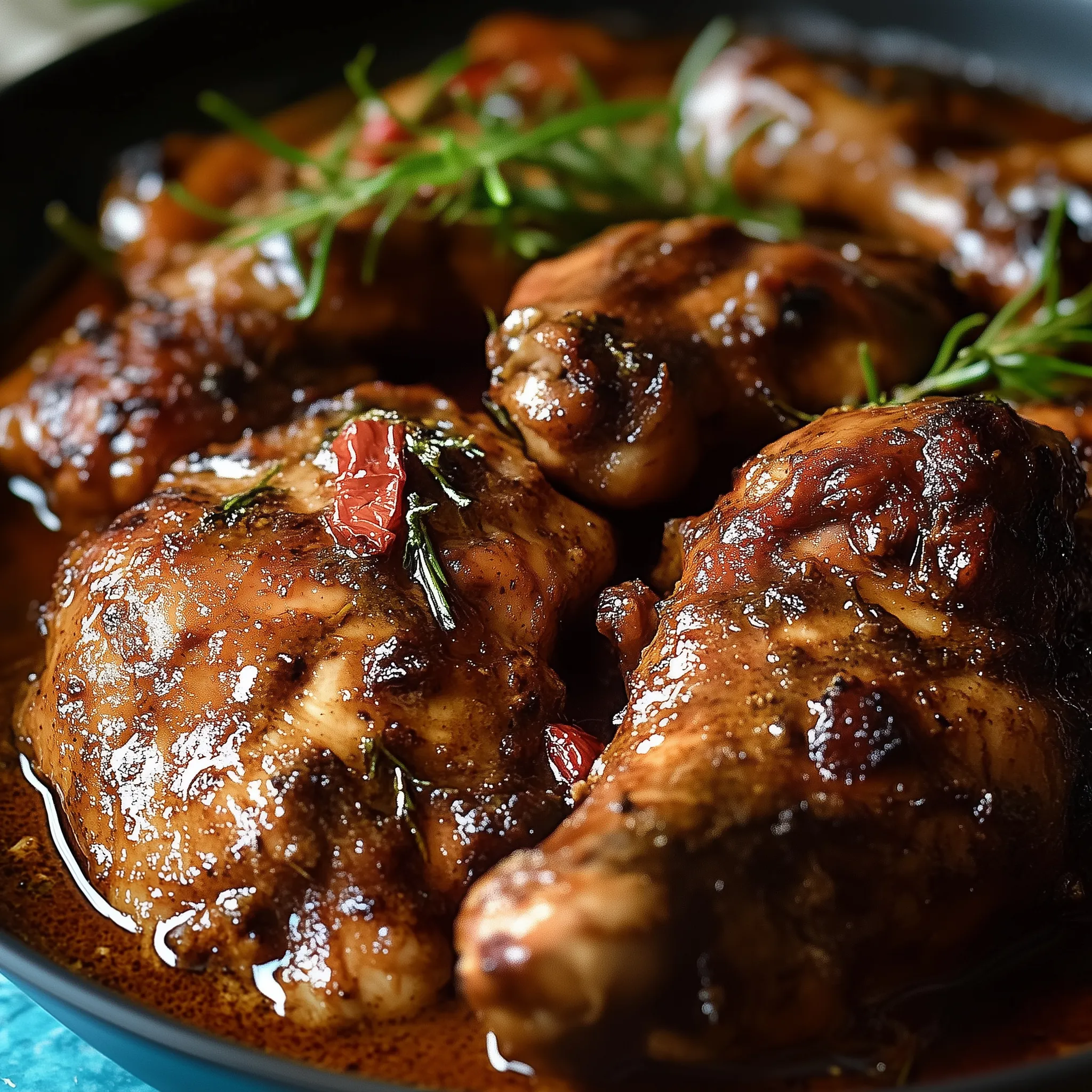 Poulet jamaïcain mijoté épicé et doré