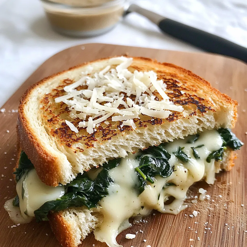 Sandwich croustillant aux épinards et mozzarella