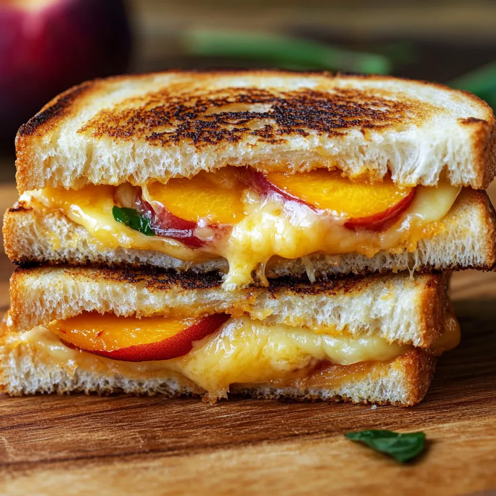 Pêches cheddar grillé