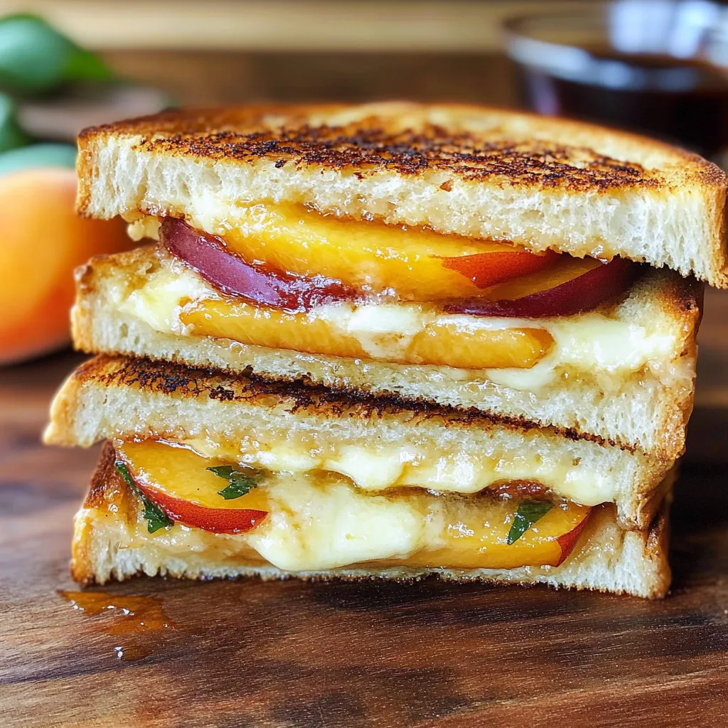 Sandwich gourmand pêche cheddar qui fait fondre