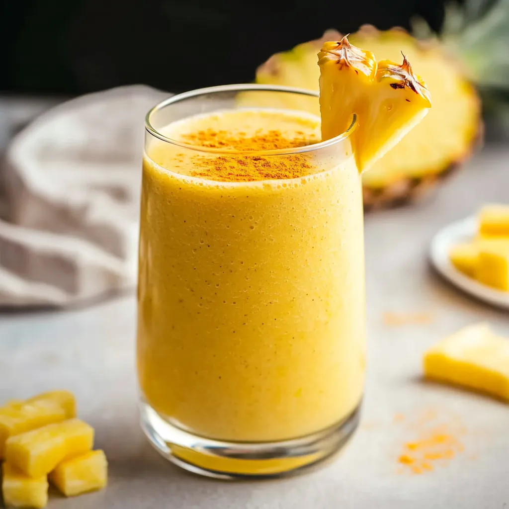 Smoothie ananas, curcuma et protéines naturelles