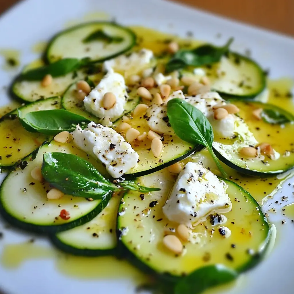 Carpaccio courgette chèvre miel citron frais