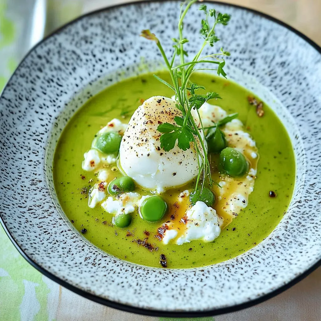 Velouté d'asperges fraîches avec burrata douce et poisson fumé
